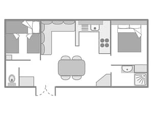 Camping Les Mouettes - Hébergements - Cottage 5P 2CH Gardenia - Plan