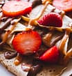 Les Mouettes campsite - Bar and catering - Close up of a chocolate and strawberry crepe