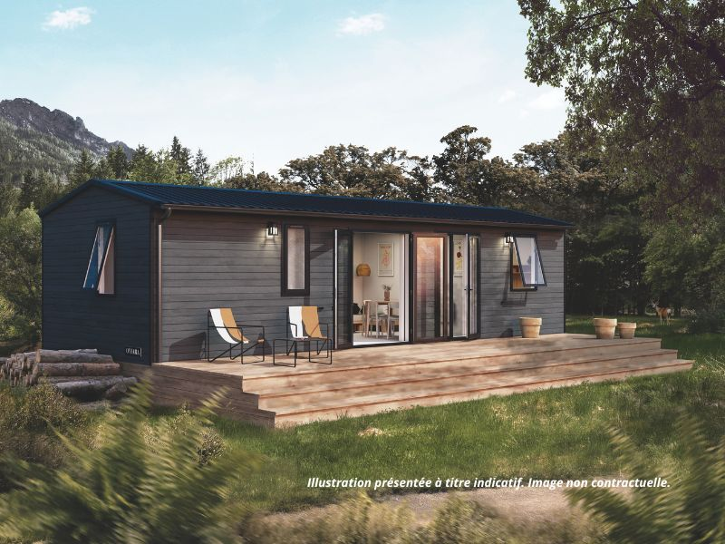 Lodge &Ocirc; Grand Large de 40 m&sup2; avec terrasse couverte, h&eacute;bergement premium 3 chambres au camping Mesqueau