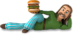 gaulois tenant un burger