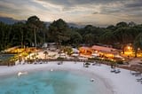 Les Couleurs de la Coubre Campsite - Services - Night-time aerial view of terrace and lagoon