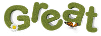 Tekst op gras GREAT