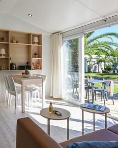 La Sirène campsite - Accommodation - Confort Range - Living room and terrace