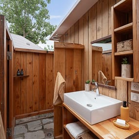 Beauregard Plage Campsite -  Luxe Caban O Camping Pitch - Sanitary facilities with shower and sink
