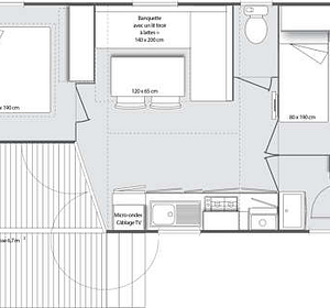Mobilheim 2 Zimmer halbüberdachte Terrasse - Karte