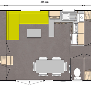 Stacaravan Standard 3 slaapkamers - plattegrond