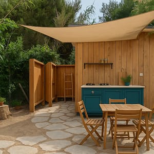 Emplacement avec sanitaire privé et cuisine