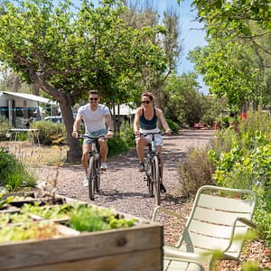 Camping Beauregard Plage - Domaine - Promenade en vélo dans les allées du camping