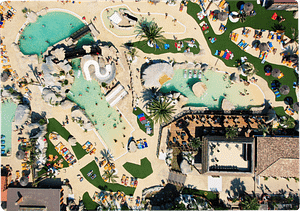 Camping Le Brasilia, geschiedenis, luchtfoto van het waterpark Archipel in de jaren 2000