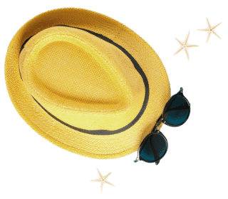 Camping Californie Plage - L\'espace aquatique - Chapeau et &eacute;toiles de mer