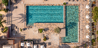 Le Brasilia campsite, l\'Archipel water park, swimming pools, aerial view