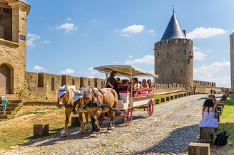 Die Stadt Carcassonne, befestigte mittelalterliche Festungsstadt im Languedoc