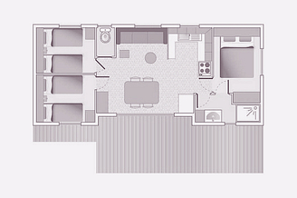 Camping la Sirène - Hébergements - Sirène 3 Luxe - 6 personnes - 3 chambres - Plan