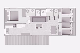 Camping la Sirène - Accommodaties - Cottage 3 - 6 personen - 3 slaapkamers - Plattegrond