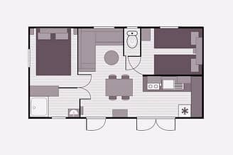 Camping la Sirène - Accommodaties - Sirène 2 - 4 personen - 2 slaapkamers - Plattegrond