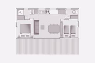 Camping la Sirène - Accommodaties - Sirène 2 Confort - 4 personen - 2 slaapkamers - Plattegrond