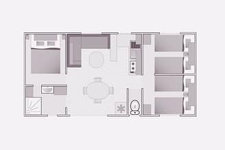 Camping la Sirène - Hébergements - Sirène 3 Clim - 3m - 6 personnes - 3 chambres - Plan