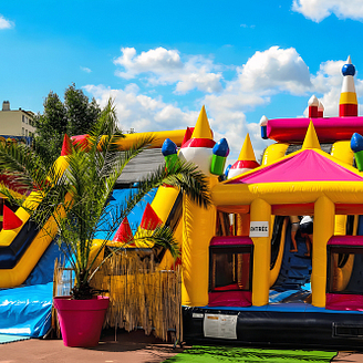 Aire de jeux avec châteaux gonflables - Camping Country Park Crécy-la-Chapelle