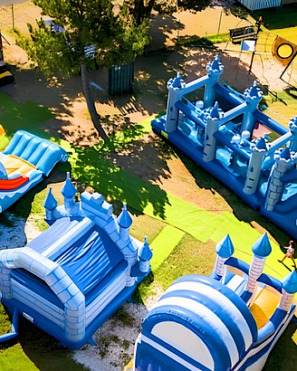 Aerial view of the playground with bouncy castles - Country Park Campsite Crécy-la-Chapelle