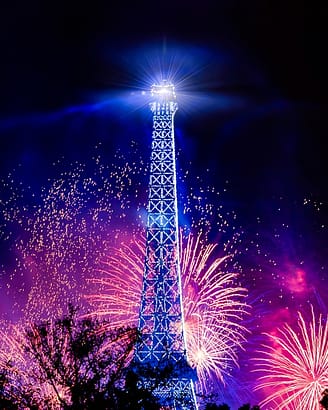 Fireworks - pyrotechnic display at the Eiffel Tower - Paris
