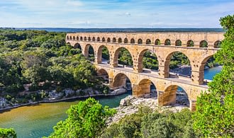 Destination Gard - Aerial view over the Pont du Gard aqueduct