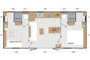 cottage premium 2 chambres - plan