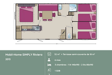 Plan du mobil-home SIMPLY Riviera 3 chambres au Domaine de Mesqueau