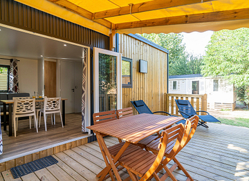 Terras, stacaravan \"Konfort\" - Camping Fréjus Ecolodge L\'Etoile d\'Argens