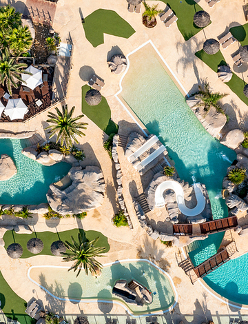 Camping Le Brasilia, parc aquatique l\'Archipel, vue aérienne