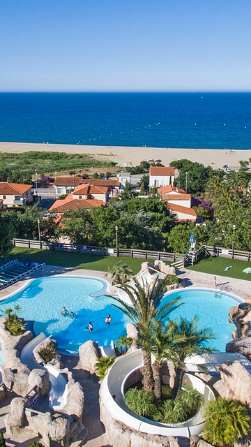 Camping le Bois de Valmarie - Waterpark - Luchtfoto van het waterpark en het strand