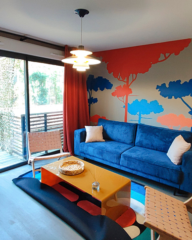 Campsite Les 2 Etangs - Apartment Premium 4p - Living room and terrace