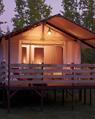 Camping Les 2 Etangs - Cabane Lodge 4p - Terrasse