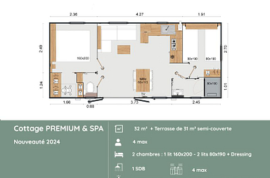 Plan du Cottage PREMIUM avec SPA privatif au Domaine de Mesqueau 