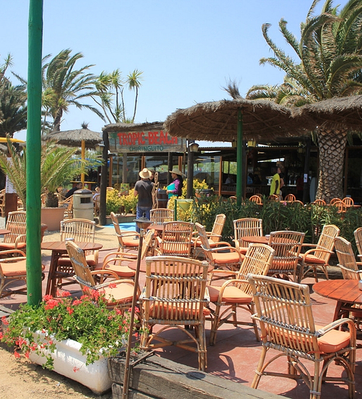 Amfora campsite - The beach - Terrace of the \"Le Tropic Beach” chiringuito (beach bar) 