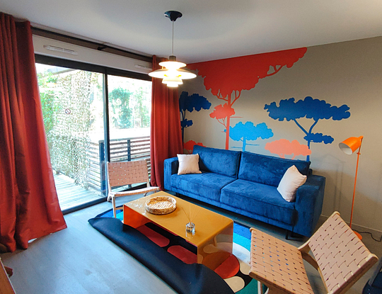 Campsite Les 2 Etangs - Apartment Premium 4p - Living room and terrace