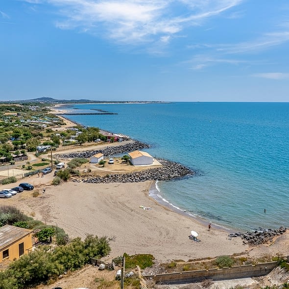 Camping Californie Plage - La plage - Vue aérienne de la plage en accès direct