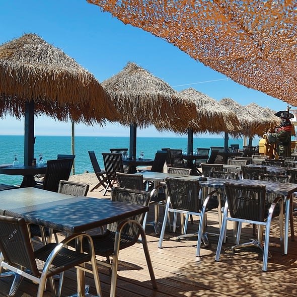 Camping Californie Plage - La plage - Vue de la terrasse du restaurant \"Le Beach \"