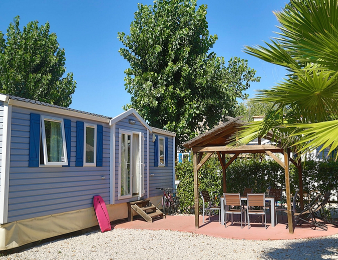 Camping Californie Plage - Accommodation - Maho Prestige mobile home - covered terrace