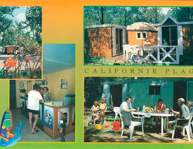 Camping Californie Plage - carte postale du camping dans les ann&eacute;es 90