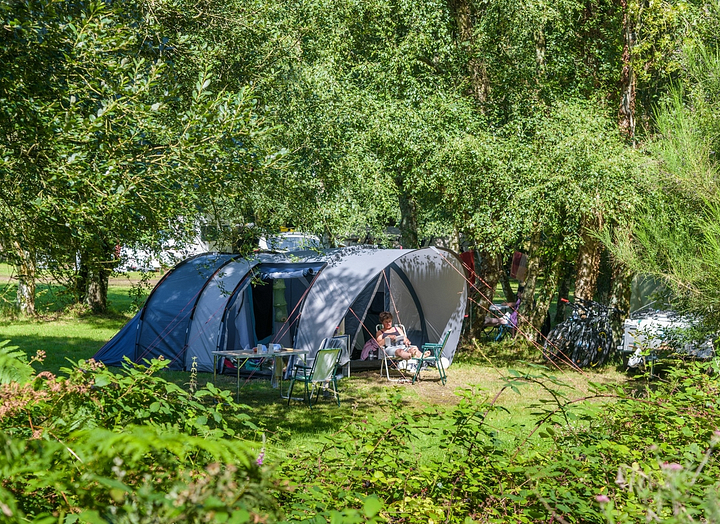 Domaine de Mesqueau, emplacements tente sous les arbres ©Yann Richard