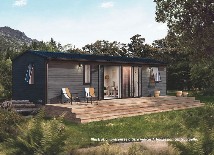 Lodge &Ocirc; Grand Large de 40 m&sup2; avec terrasse couverte, h&eacute;bergement premium 3 chambres au camping Mesqueau