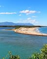 Domaine de Bagheera, Expérience, L'embouchure de l'étang Diane, plage de Mare e Stagnu à Aléria, panorama sur l'étang