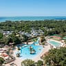 Le Logis Campsite -Waterpark- Aerial view of the waterpark with the sea in the background