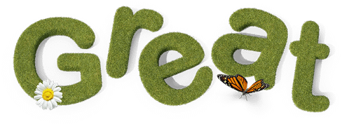 Tekst op gras GREAT