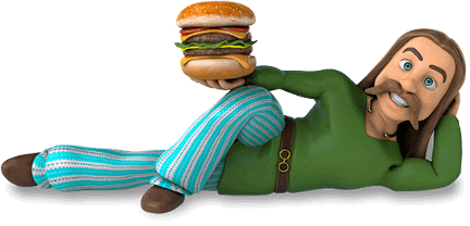 gaulois tenant un burger